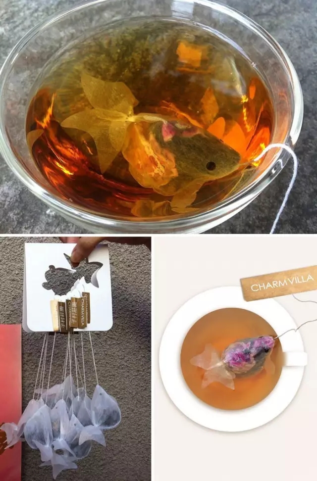 金魚茶包，泡水之后相似度更高